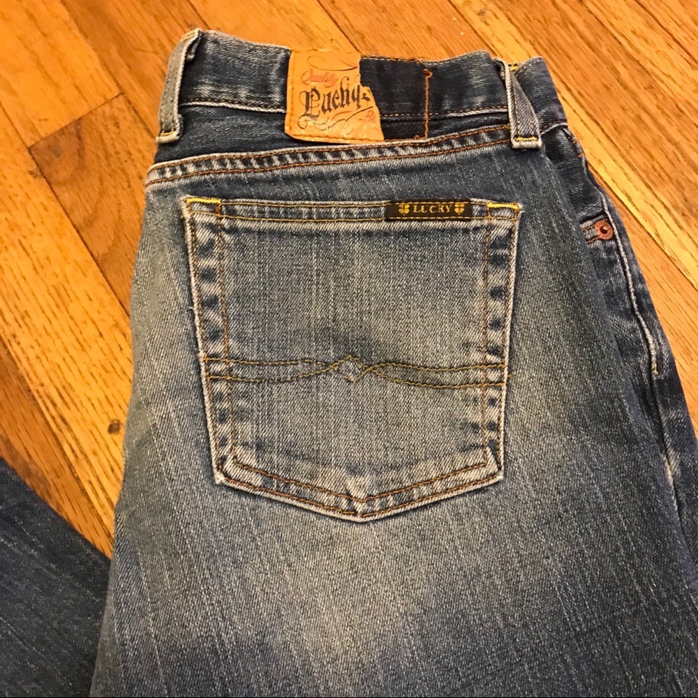 Lucky Brand Button Fly Jeans Distressed Size 6/28